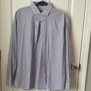 Express Men's Checkered Dress Shirt - Black and White